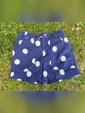 Anthropologie Navy and White Polka Dot Kids Shorts